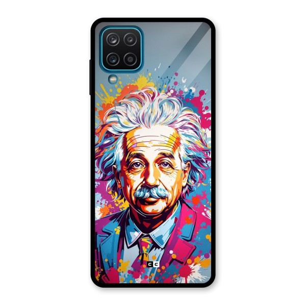 Einstein illustration Glass Back Case for Galaxy A12