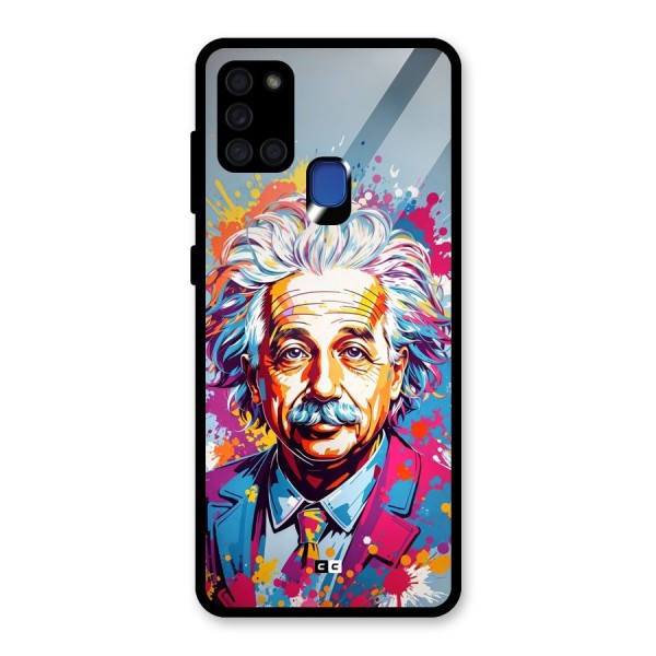 Einstein illustration Glass Back Case for Galaxy A21s