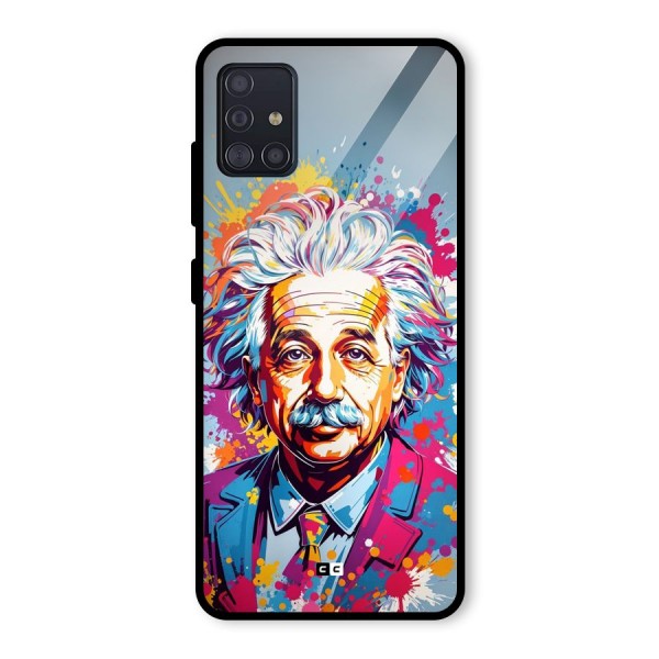 Einstein illustration Glass Back Case for Galaxy A51