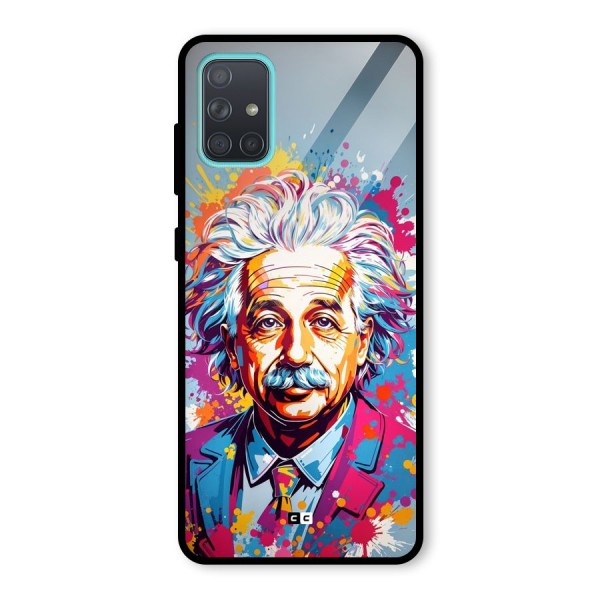 Einstein illustration Glass Back Case for Galaxy A71