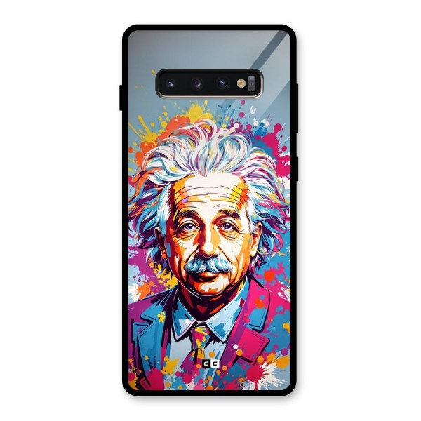 Einstein illustration Glass Back Case for Galaxy S10 Plus