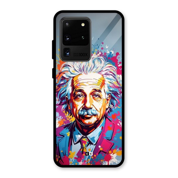 Einstein illustration Glass Back Case for Galaxy S20 Ultra