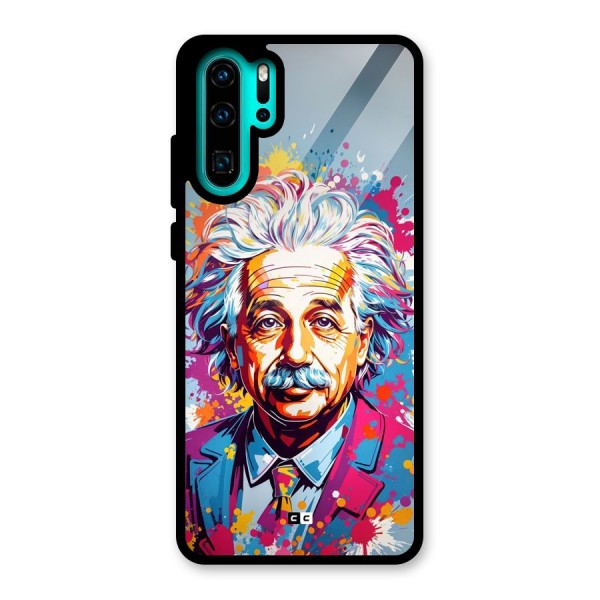 Einstein illustration Glass Back Case for Huawei P30 Pro