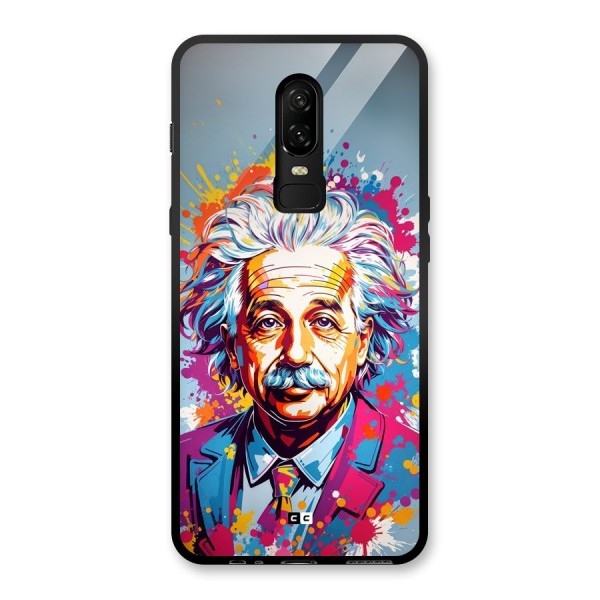 Einstein illustration Glass Back Case for OnePlus 6