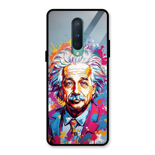 Einstein illustration Glass Back Case for OnePlus 8
