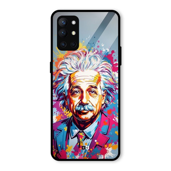 Einstein illustration Glass Back Case for OnePlus 9R