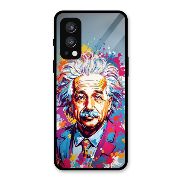 Einstein illustration Glass Back Case for OnePlus Nord 2 5G
