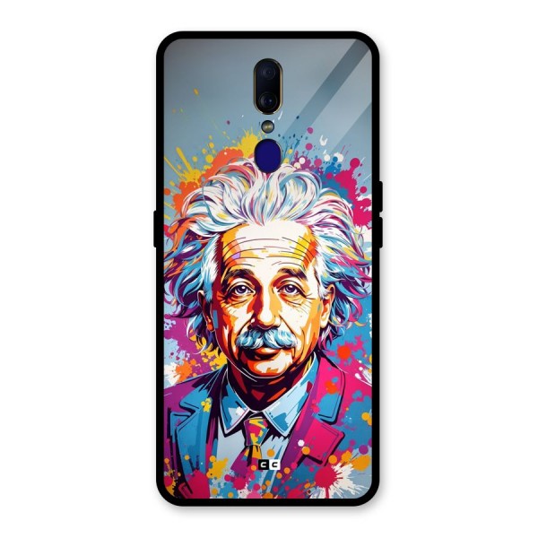 Einstein illustration Glass Back Case for Oppo F11
