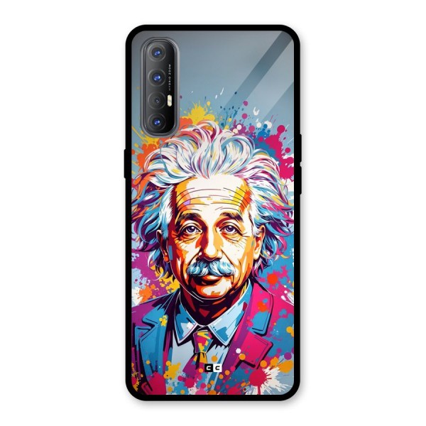 Einstein illustration Glass Back Case for Oppo Reno3 Pro