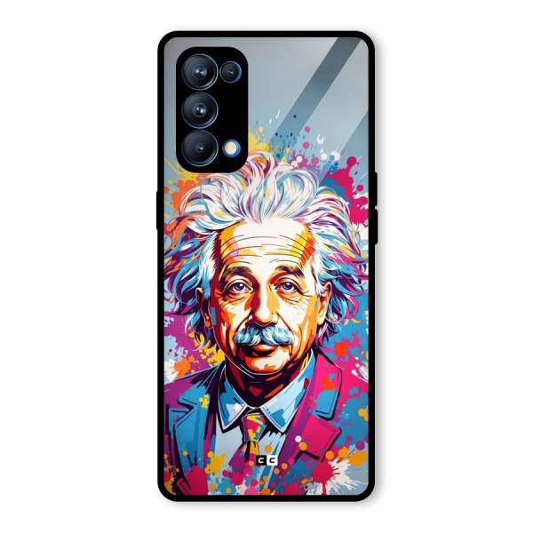 Einstein illustration Glass Back Case for Oppo Reno5 Pro 5G