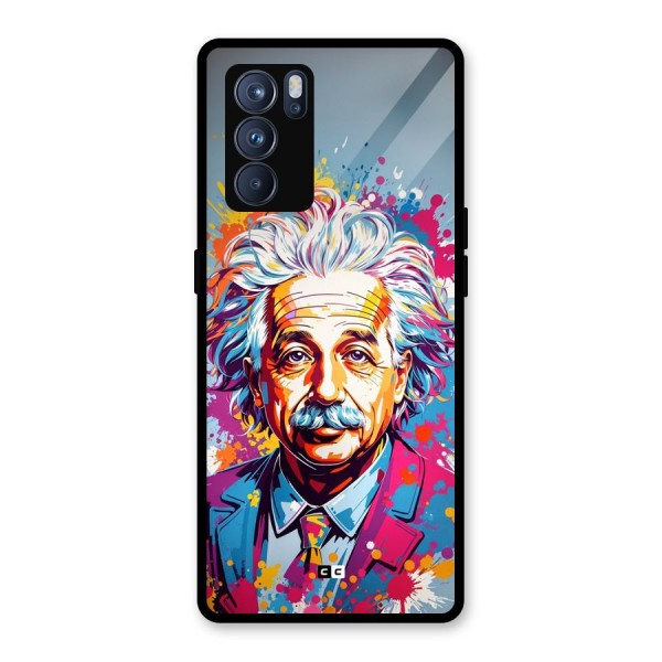 Einstein illustration Glass Back Case for Oppo Reno6 Pro 5G
