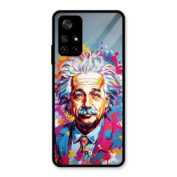 Einstein illustration Glass Back Case for Poco M4 Pro 5G