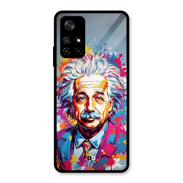 Einstein illustration Glass Back Case for Poco M4 Pro 5G