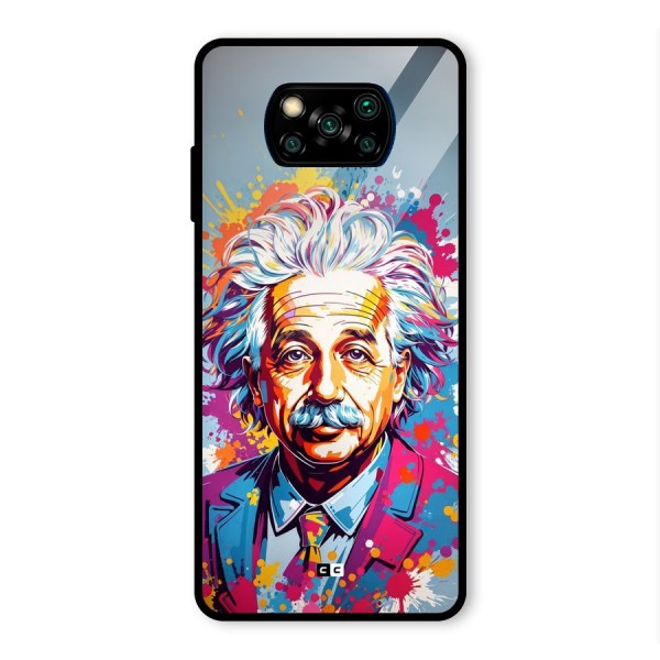 Einstein illustration Glass Back Case for Poco X3 Pro