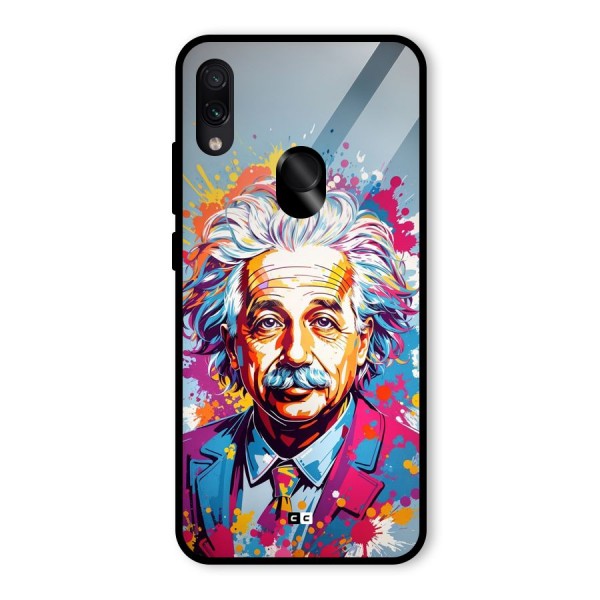 Einstein illustration Glass Back Case for Redmi Note 7