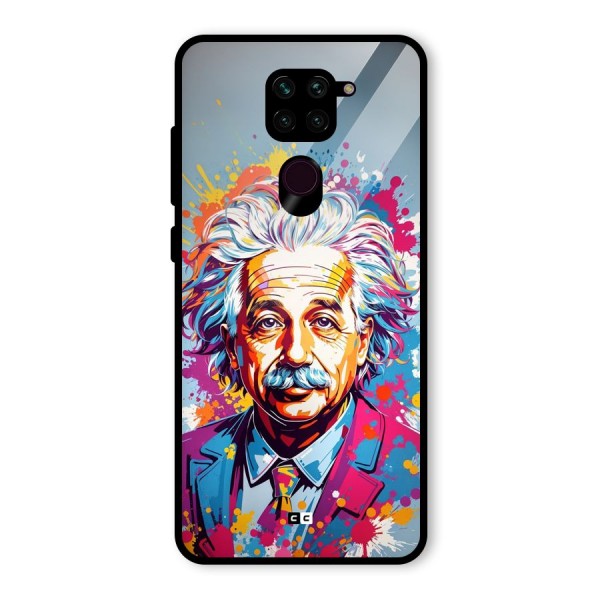 Einstein illustration Glass Back Case for Redmi Note 9