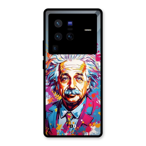 Einstein illustration Glass Back Case for Vivo X80 Pro