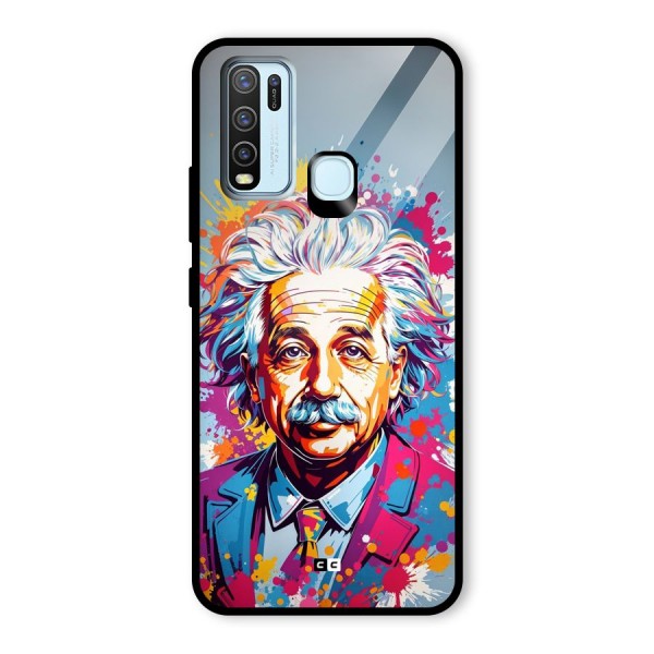 Einstein illustration Glass Back Case for Vivo Y30