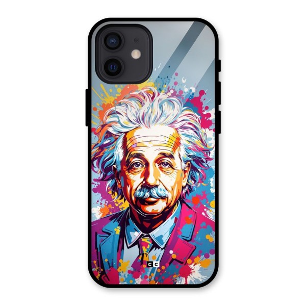 Einstein illustration Glass Back Case for iPhone 12