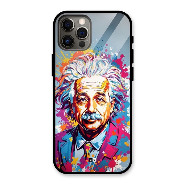 Einstein illustration Glass Back Case for iPhone 12 Pro