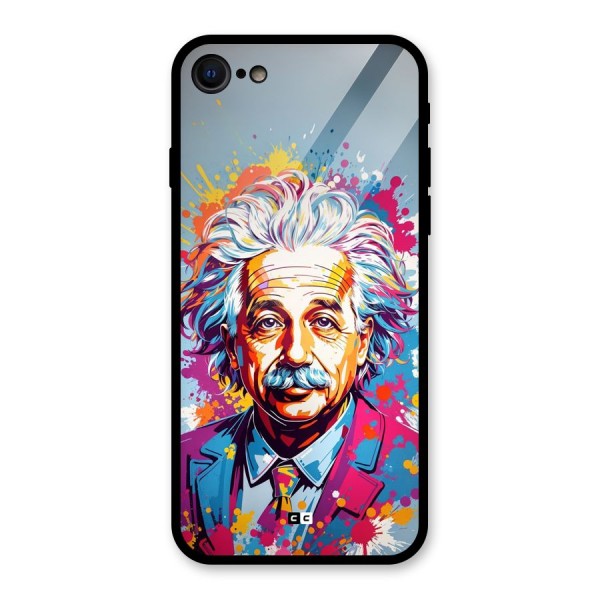 Einstein illustration Glass Back Case for iPhone 8