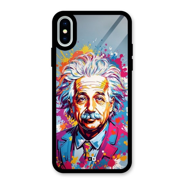 Einstein illustration Glass Back Case for iPhone X