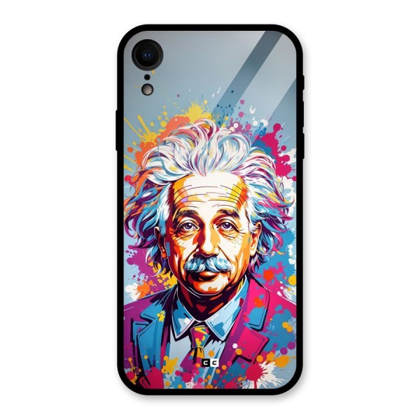 Einstein illustration Glass Back Case for iPhone XR