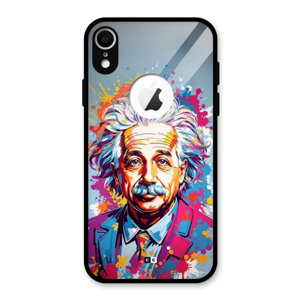 Einstein illustration Glass Back Case for iPhone XR Logo Cut