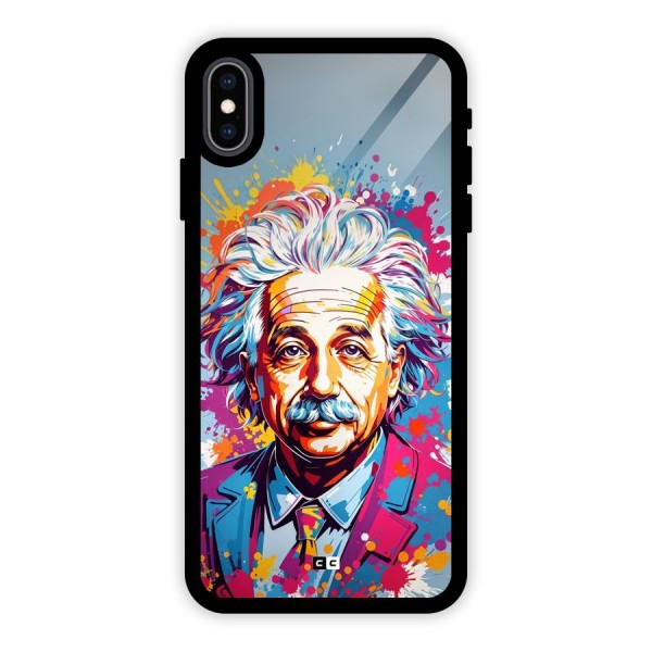 Einstein illustration Glass Back Case for iPhone XS Max