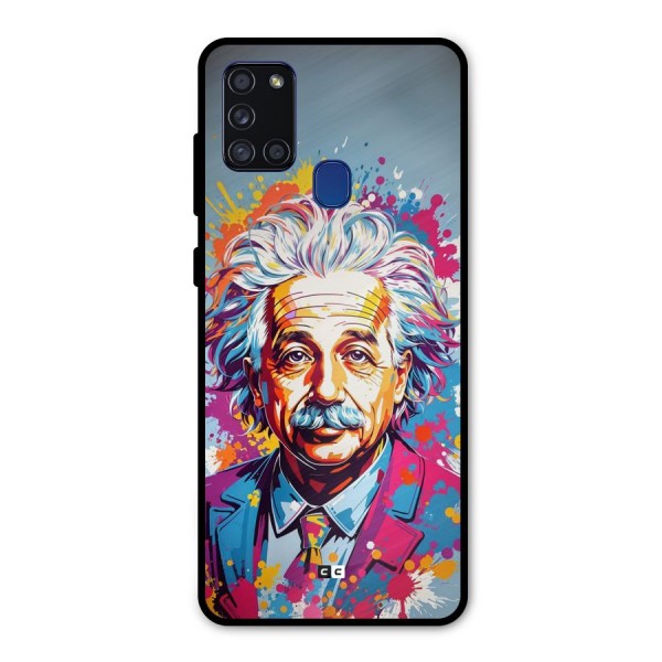 Einstein illustration Metal Back Case for Galaxy A21s