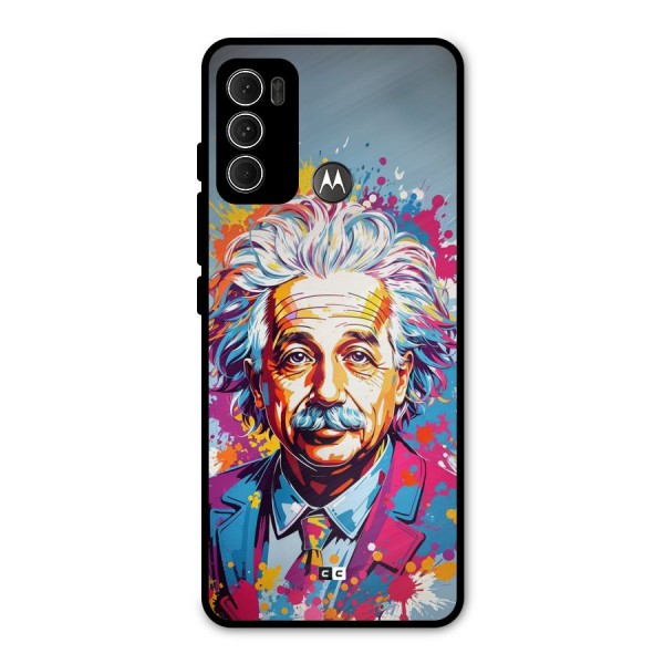 Einstein illustration Metal Back Case for Moto G60