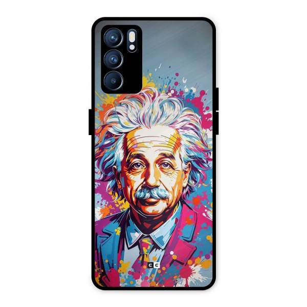 Einstein illustration Metal Back Case for Oppo Reno6 5G