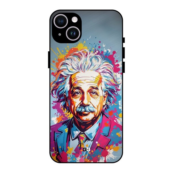 Einstein illustration Metal Back Case for iPhone 14 Plus