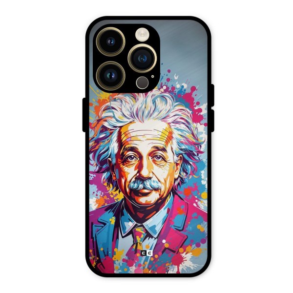 Einstein illustration Metal Back Case for iPhone 14 Pro