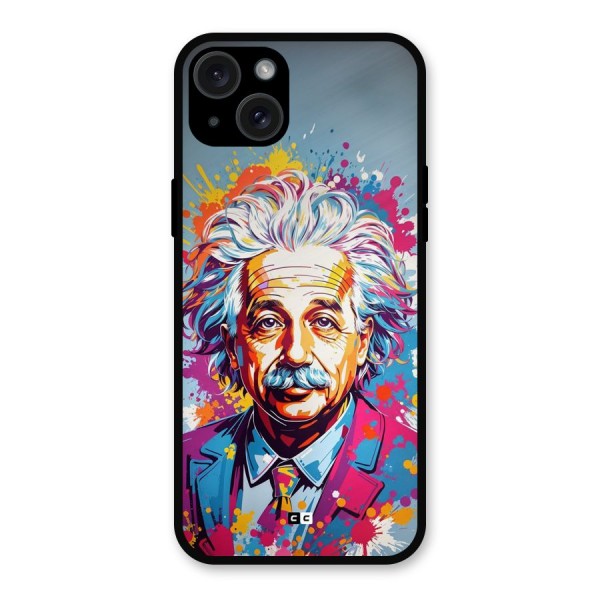 Einstein illustration Metal Back Case for iPhone 15 Plus