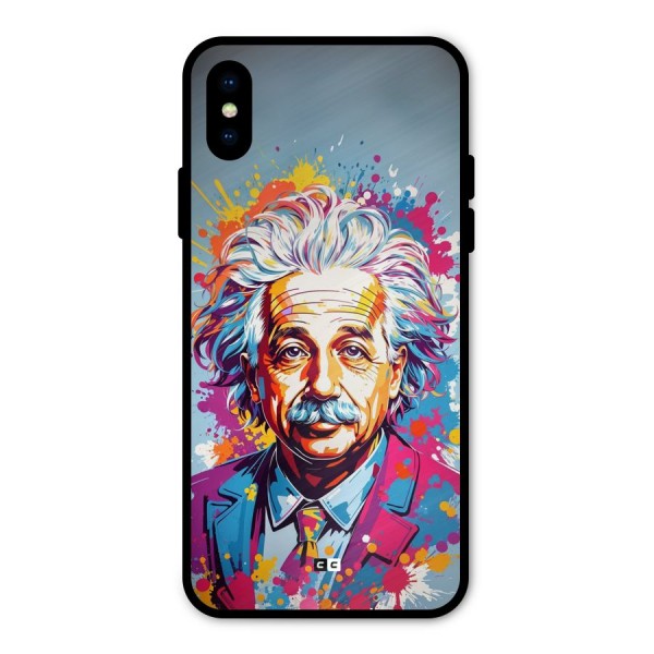 Einstein illustration Metal Back Case for iPhone X