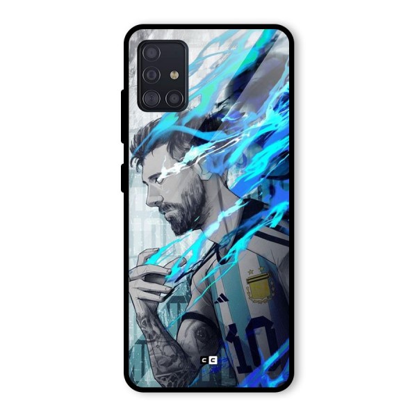 Electrifying Soccer Star Glass Back Case for Galaxy A51