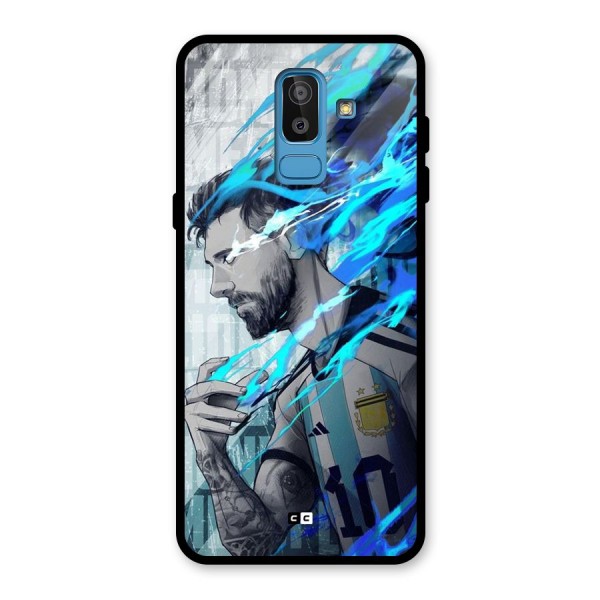 Electrifying Soccer Star Glass Back Case for Galaxy J8