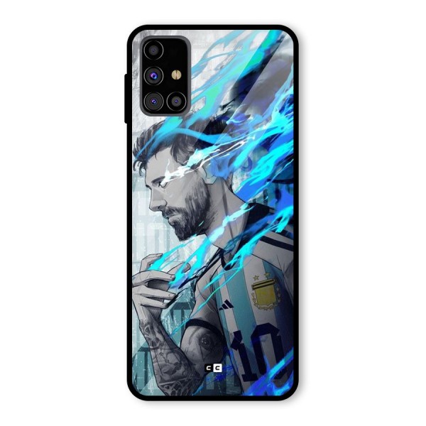 Electrifying Soccer Star Glass Back Case for Galaxy M31s