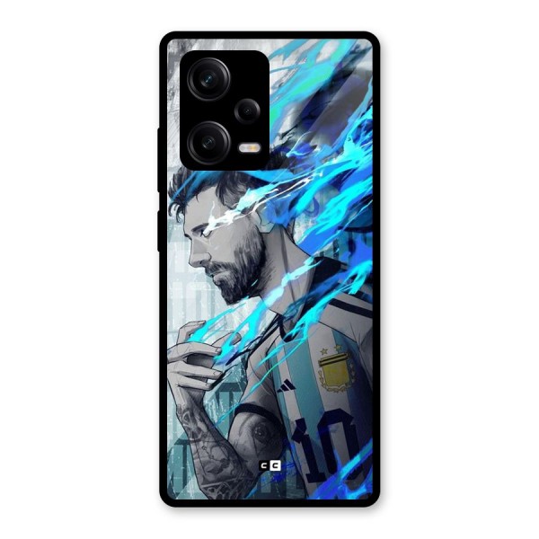 Electrifying Soccer Star Glass Back Case for Redmi Note 12 Pro