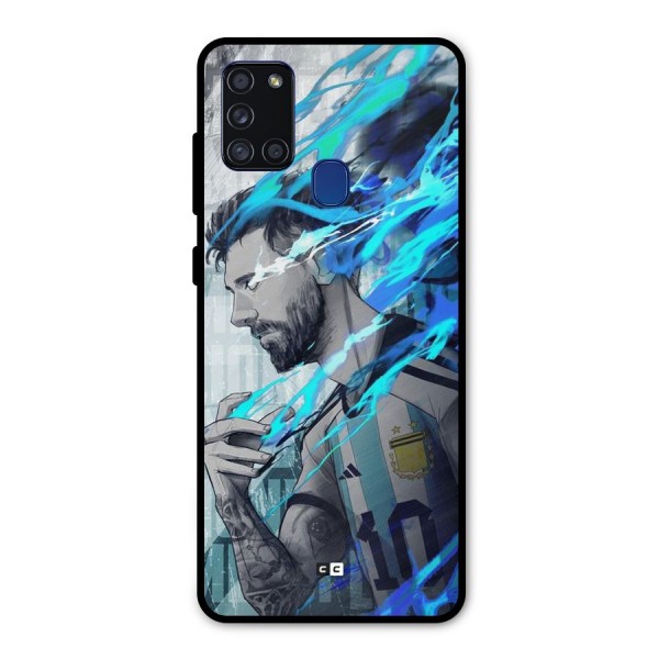 Electrifying Soccer Star Metal Back Case for Galaxy A21s