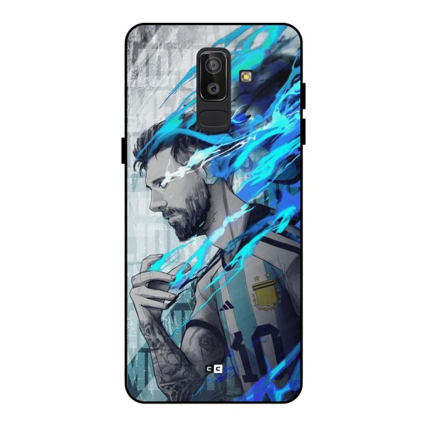 Electrifying Soccer Star Metal Back Case for Galaxy J8