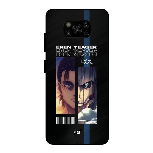 Eren Yeager Angry Metal Back Case for Poco X3