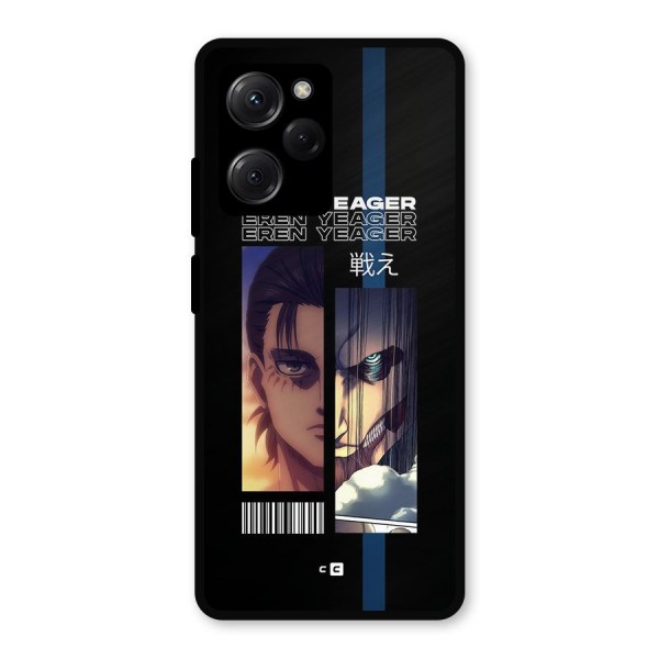Eren Yeager Angry Metal Back Case for Poco X5 Pro