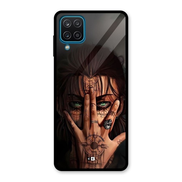 Eren Yeager Illustration Glass Back Case for Galaxy A12
