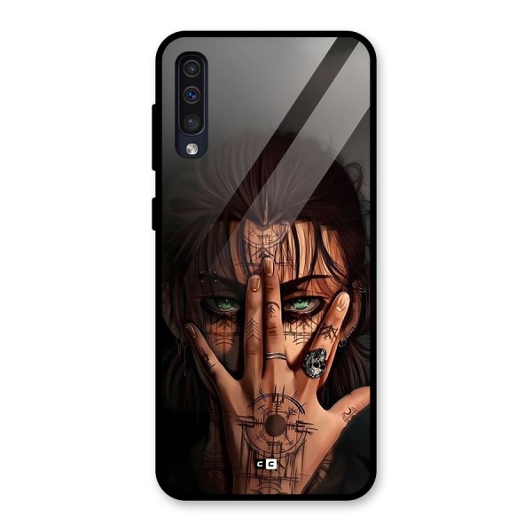 Eren Yeager Illustration Glass Back Case for Galaxy A50