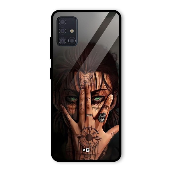 Eren Yeager Illustration Glass Back Case for Galaxy A51