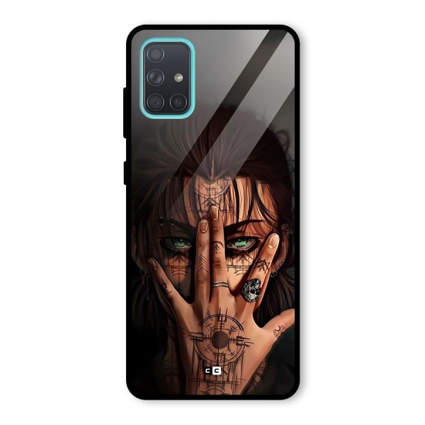 Eren Yeager Illustration Glass Back Case for Galaxy A71