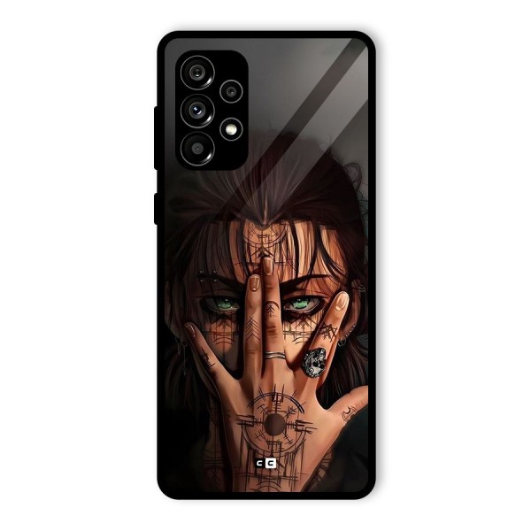 Eren Yeager Illustration Glass Back Case for Galaxy A73 5G