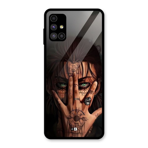 Eren Yeager Illustration Glass Back Case for Galaxy M51